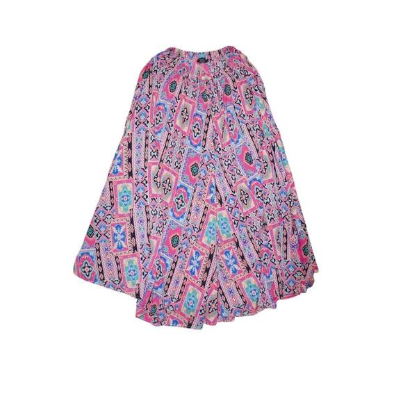 Manoukian New York Colorful Boho Patchwork Skirt – Size L – Elastic Waist – Vint - Picture 2 of 6